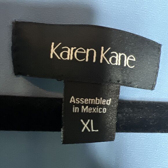 Karen Kane Blouse Womens Size XL Baby Blue Layered Top Smocked Wrist & Neckline - Picture 2 of 11